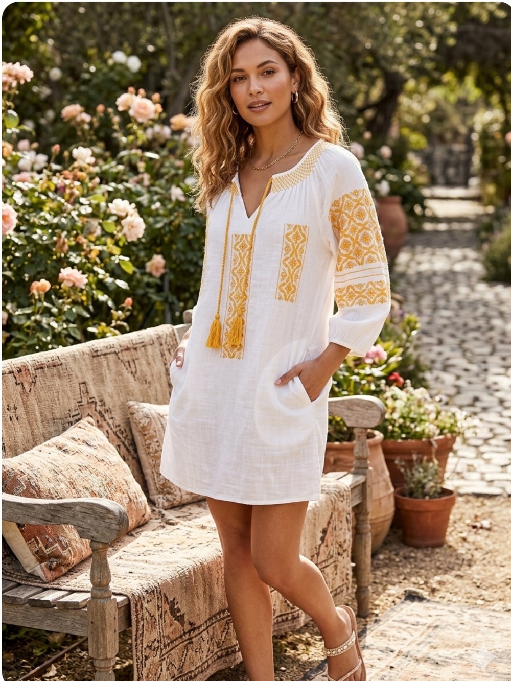 Sundance Embroidered Tunic Short Dress Size XS
